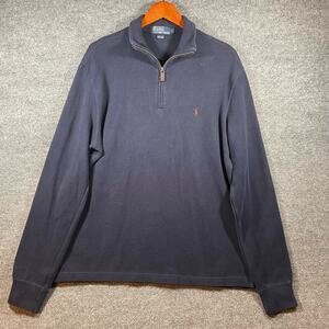 Polo Ralph Lauren 1/4 Zip Pullover Men's Large Blue Outdoors Pony Preppy Casual